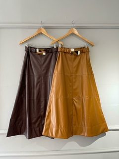 Saia Midi Couro Pu - comprar online