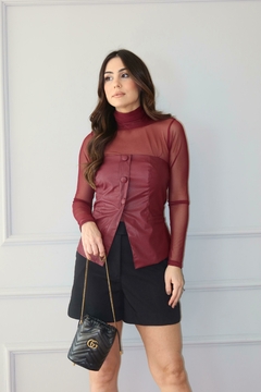 Corset de Couro Cor Vinho