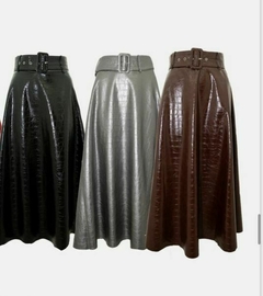 Saia de Couro Croco Acompanha Cinto - comprar online