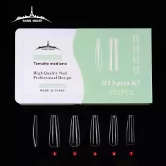 TIPS SOFT GEL COFFIN *500 EN CAJA SOLO 5 TAMANO DE MED TRANSPARENTE