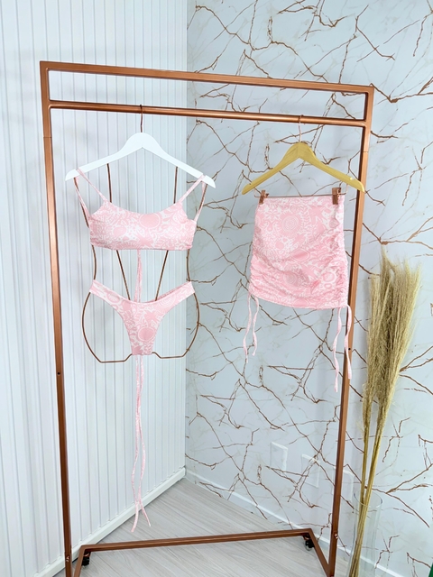 Trijunto Biquíni Estampado Maré Rosa - comprar online