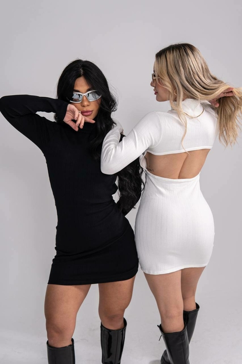 Vestido Costa Nua Manga Longa