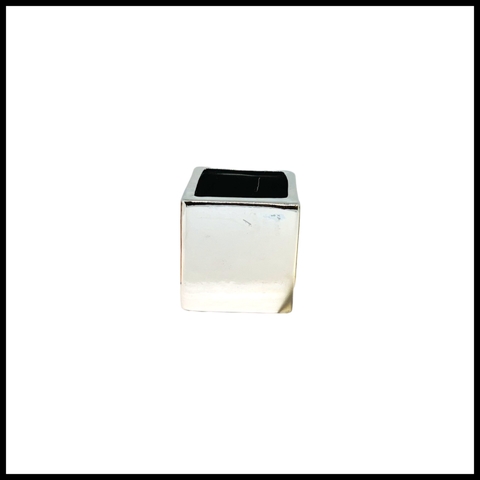 portavela/maceta cuadrada plateada (20-317)