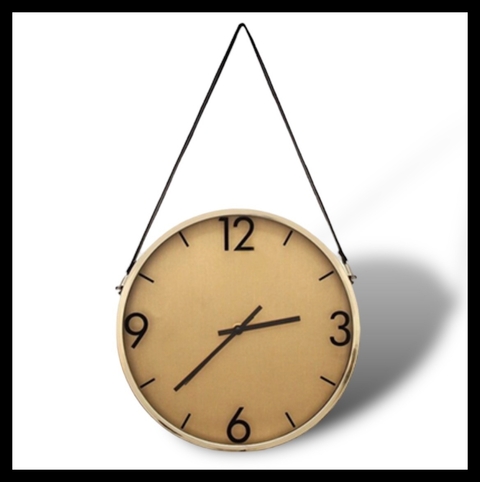 reloj dorado cuero negro (RL27008)