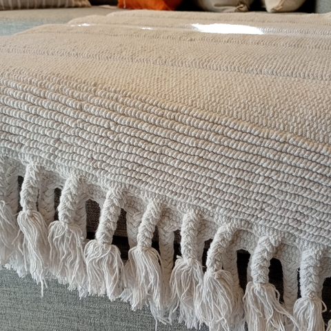 ALFOMBRA ALGODON WHITE TRENZAS 55X140CM - comprar online