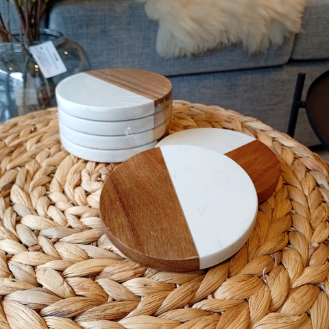 POSAVASOS MALAGA MARMOL Y ACACIA - comprar online