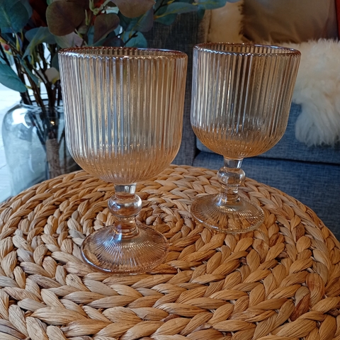 SET X6 COPAS RAYAS AMBAR 440ML - comprar online