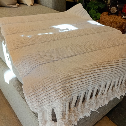 ALFOMBRA ALGODON WHITE TRENZAS 70X115CM - comprar online