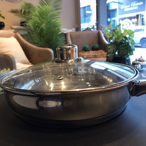 Sarten Acero inoxidable Solingen doble fondo con tapa