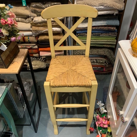 BANQUETA ALTA RESPALDO MADERA Y JUNCO 78CM