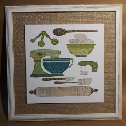 Cuadro kitchen arpillera y marco moldura 45x45cm - comprar online