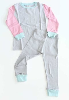 PIJAMA Gris con Mangas Rosa y puños Aqua - comprar online