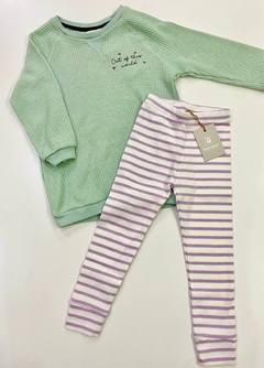 pantalón rayado lila y crudo - comprar online