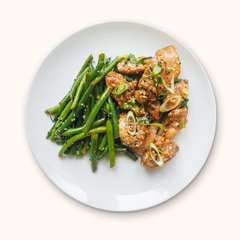 Pollo agridulce con chauchas