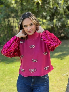 BLUSA MOLETOM GOLA ALTA PAETÊ