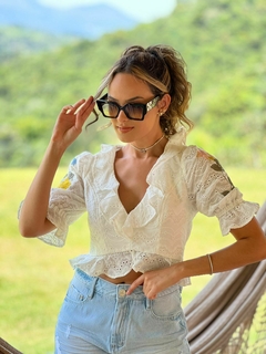 BLUSA JABOUR DECOTE E BABADOS BRANCO
