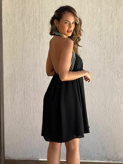 VESTIDO CURTO FRENTE CRUZADA PRETO - comprar online