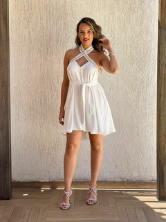 VESTIDO CURTO FRENTE CRUZADA BRANCO na internet