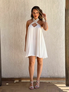 VESTIDO CURTO FRENTE CRUZADA BRANCO