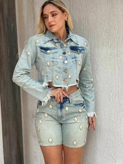JAQUETA SUPER CROPPED BORDADOS - comprar online