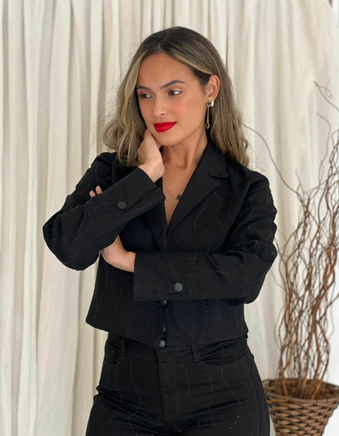 BLAZER CROPPED DENIM BLACK