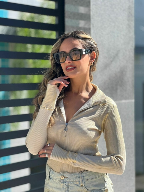 BLUSA MANGA LONGA CANELADO FOIL