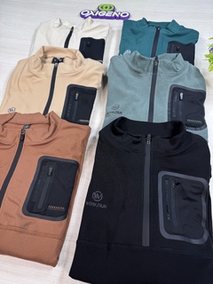 Buzo micropolar medio cierre c/ detalle de bolsillo impermeable (4913) - tienda online