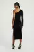 VESTIDO MIDI EM VELUDO COM UM OMBRO - PRETO na internet