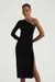 VESTIDO MIDI EM VELUDO COM UM OMBRO - PRETO - Empório Abreu