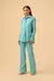 CAMISA COM ABOTOAMENTO COSTAS EM TECIDO LIGHT TURQUESA - Viviane Furrier