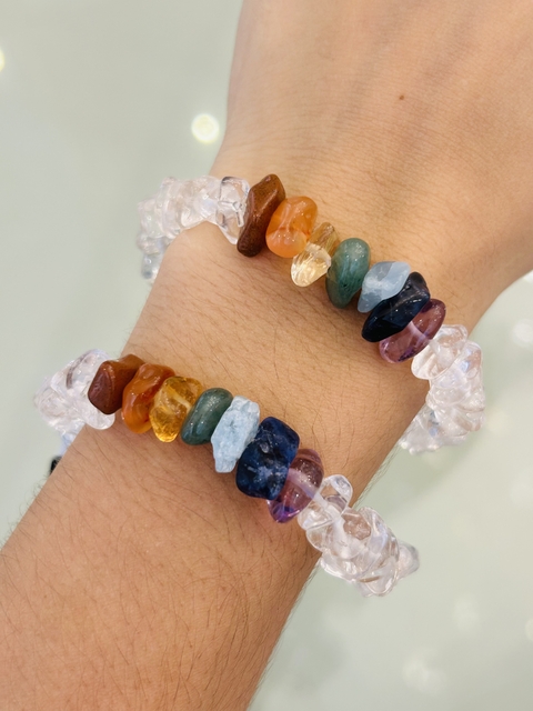 Pulsera 7 chakras con Cuarzo cristal