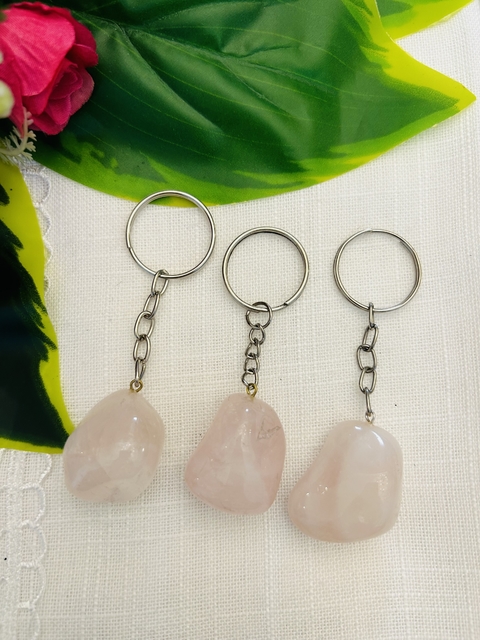 Llavero de cuarzo rosa