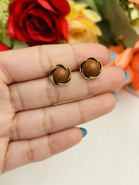 Aros puff grande de gold stone marrón