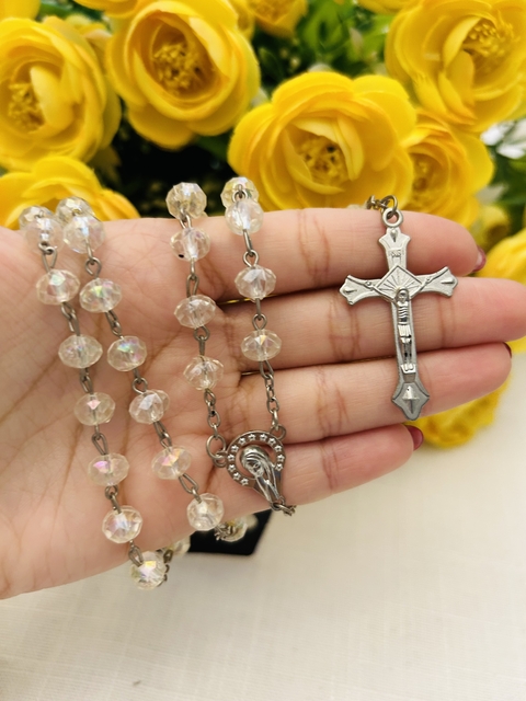 Rosario cristal blanco