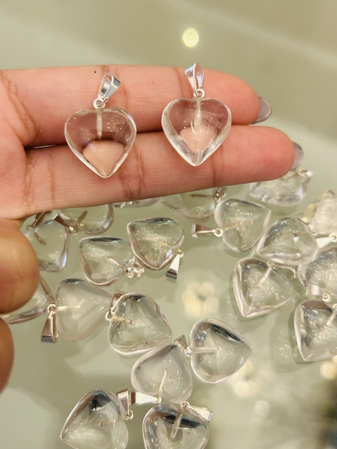 Dije corazón mini cuarzo cristal