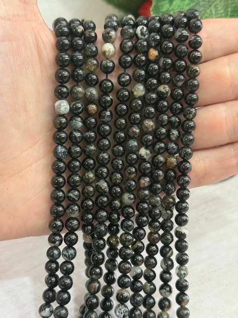 Tira de esfera de agata negra 6mm - comprar online