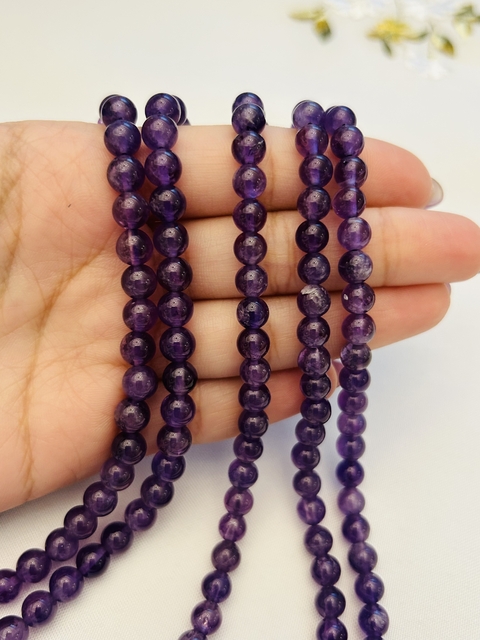Tira de esferas de amatista de 6mm