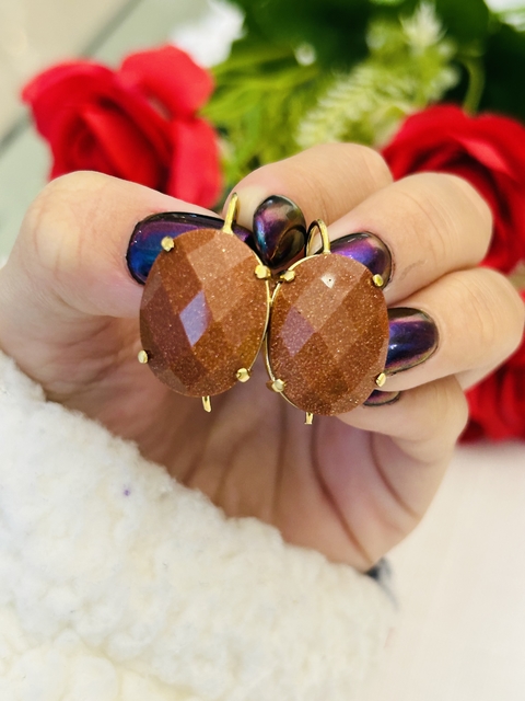 Aros Chic de gold stone marrón