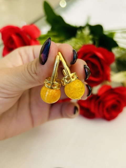 Aros classy de cristal estallado amarillo