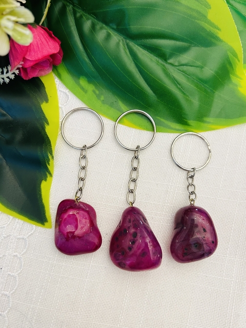 Llavero de ágata fucsia