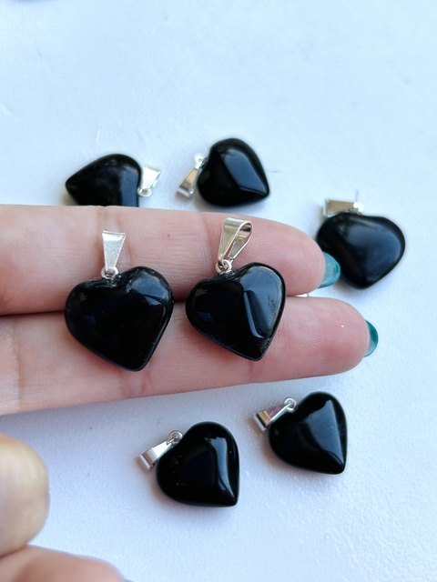 Dije corazón mini de obsidiana