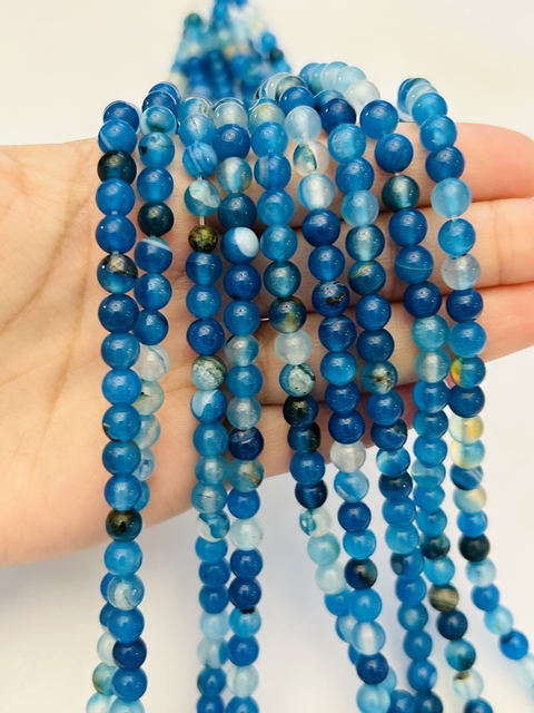 Tira de esferas de ágata azul 6mm