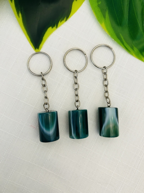 Llavero cilindro de ágata verde