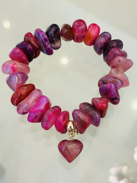 Pulsera Lucy de ágata fucsia