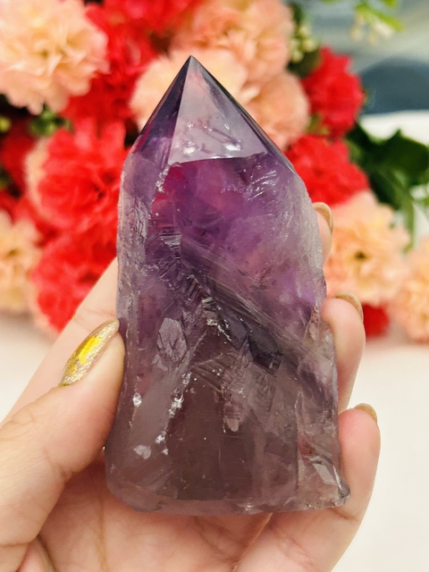 Punta cuarzo amatista semi pulido 8cm