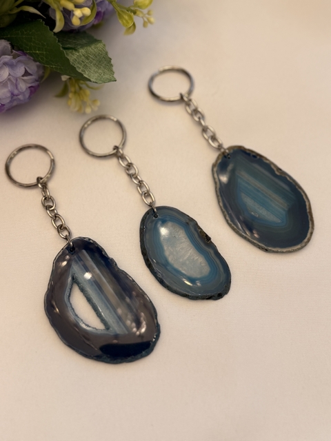 Llavero rodaja de agata petroleo - comprar online