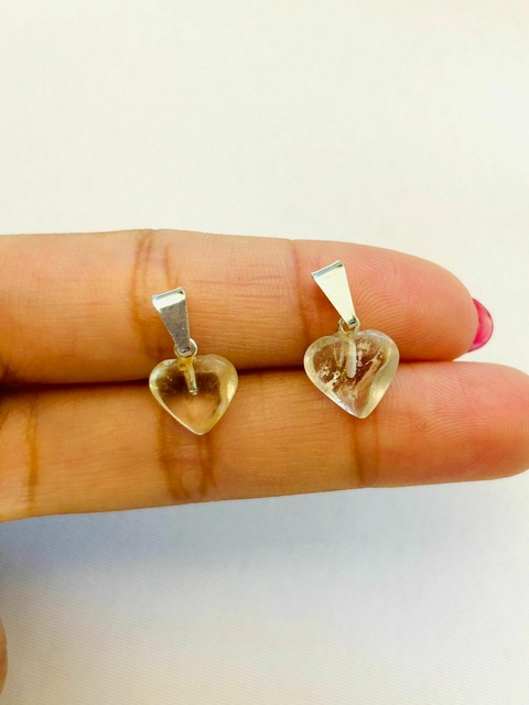 Dijes de corazón micro de cuarzo cristal