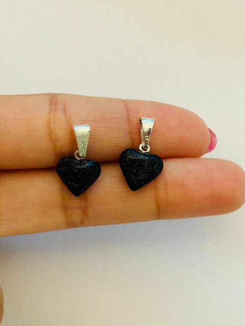 Dijes de corazón micro de obsidiana