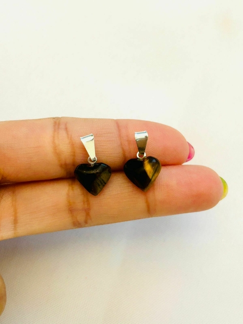 Dije de micro corazón de ojo de tigre