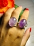 Anillo oval de amatista imperial pequeño plateado